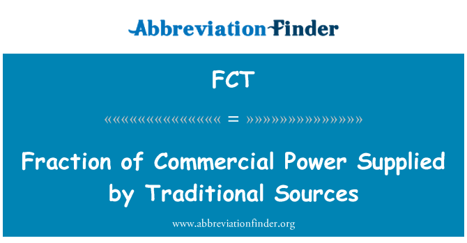 FCT: Frazione di potenza commerciale fornita da fonti tradizionali