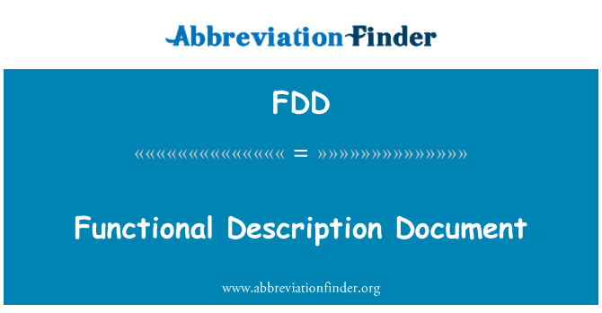 FDD: وثيقة الوصف الوظيفي