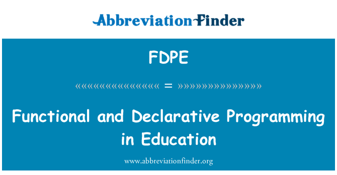 FDPE: Funkční a deklarativní programování ve vzdělávání
