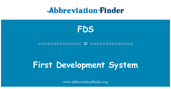 FDS: Eerste ontwikkelsysteem