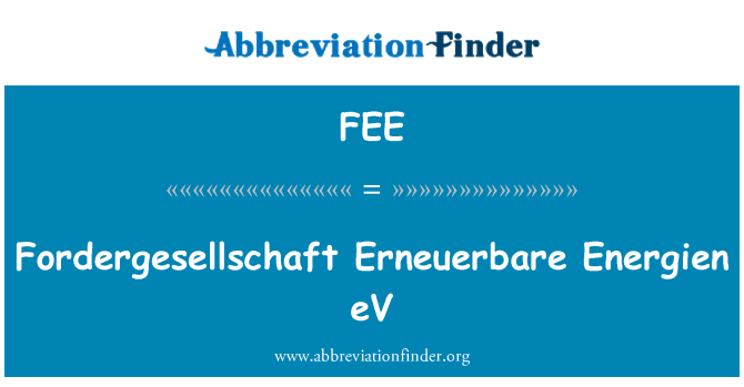 FEE: EV Energien Fordergesellschaft Erneuerbare
