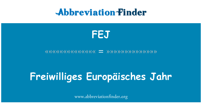 FEJ: Freiwilliges Europäisches Jahr