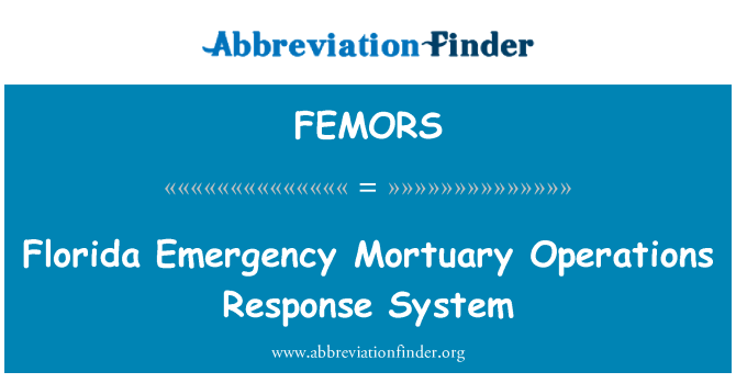 FEMORS: Florida Emergency Mortuary Operations Response System