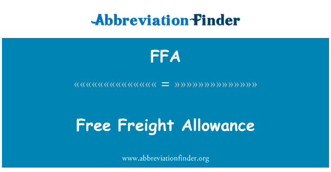 FFA: Kostenlose Fracht Zulage