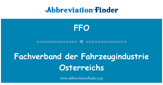 FFO: Fachverband der Fahrzeugindustrie Österreichs