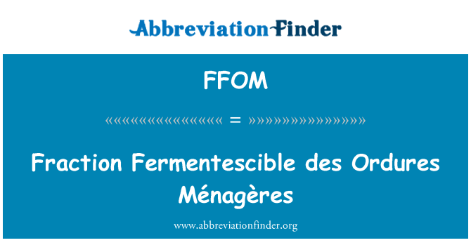 FFOM: Pecahan Fermentescible des Ordures Ménagères