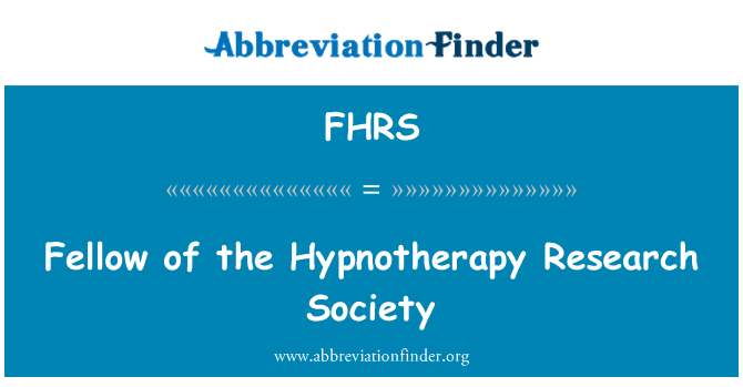 FHRS: Fellow of the Hypnotherapy Research Society