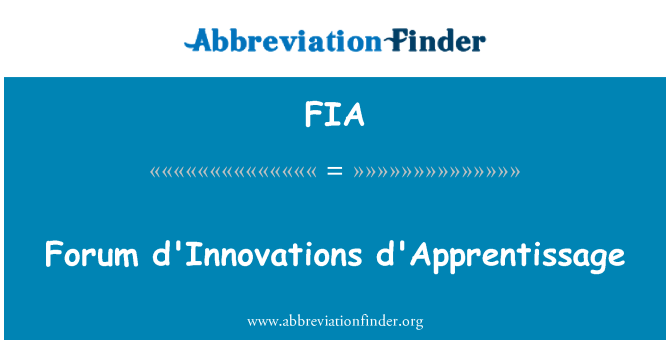 FIA: Forum d'Innovations d'Apprentissage