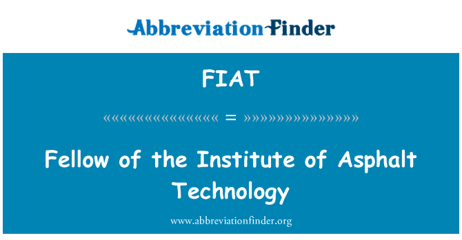 FIAT: L-individwu tat-teknoloġija ta ' l-Istitut ta ' l-asfalt