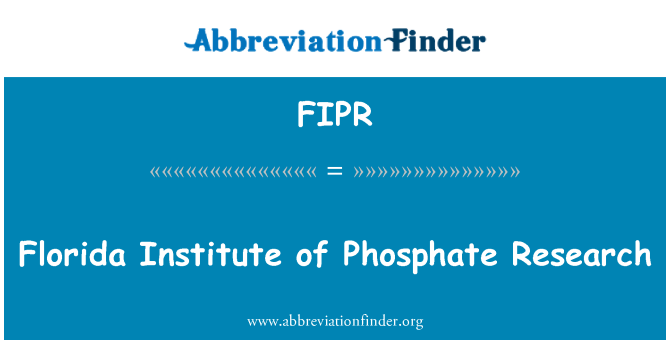 FIPR: Ερευνητικό Ινστιτούτο του φωσφορικού Φλόριντα
