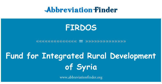 FIRDOS: Fund for Integrated Rural Development of Syria