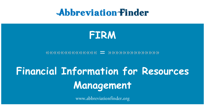 FIRM: 为资源管理提供财务信息