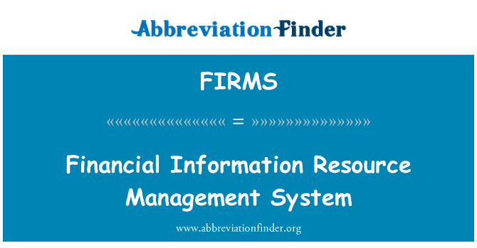 FIRMS: Financial Information Resource Management System