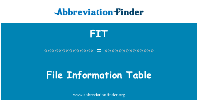 FIT: File Information Table