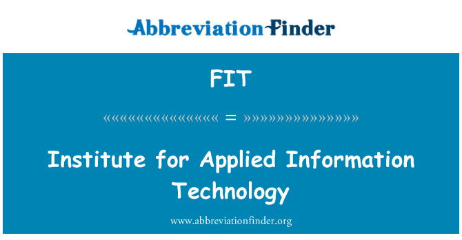 FIT: Institute for Applied Information Technology