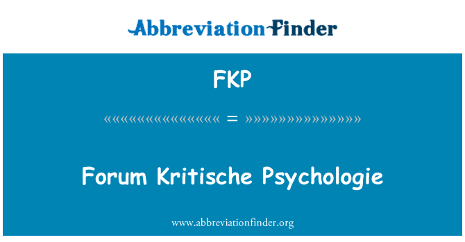 FKP: Forum Kritische Psychologie