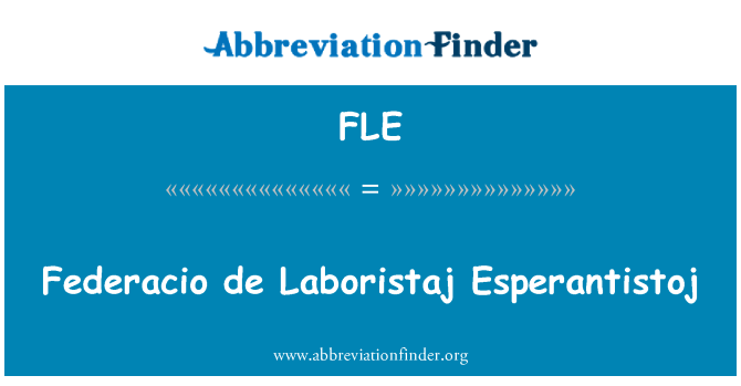 FLE: Federacio de Laboristaj Esperantistoj