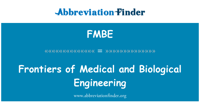 FMBE: Frontières de génie médical et biologique