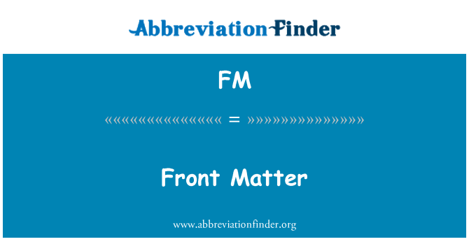 FM: Front Matter