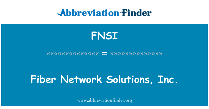 FNSI: Волокна сети Solutions, Inc.