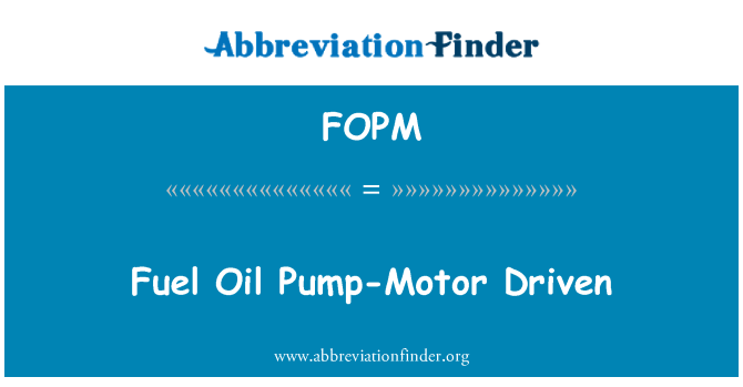 FOPM: Heizöl Pumpe-Motor angetrieben