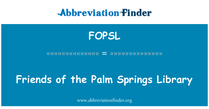 FOPSL: Amici della biblioteca di Palm Springs