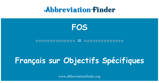 FOS: Français Сур Objectifs Spécifiques