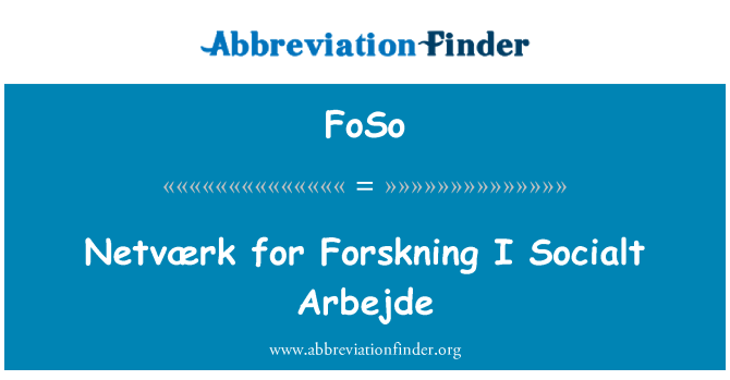 FoSo: Networking per Forskning ho Socialt Arbejde