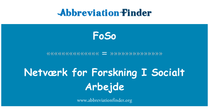 FoSo: Netværk для Forskning я Socialt Arbejde