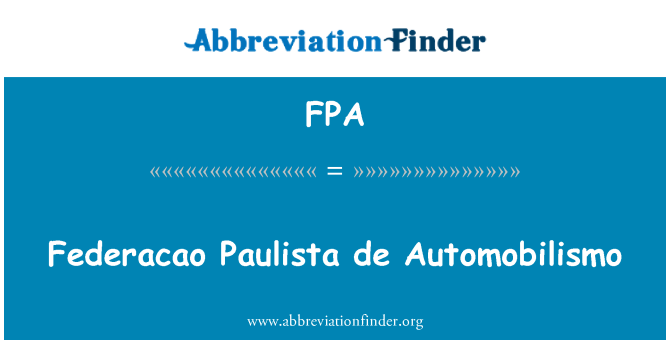 FPA: Federacao Paulista de Automobilismo