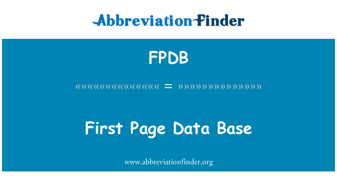 FPDB: 첫 번째 페이지 데이타 베이스