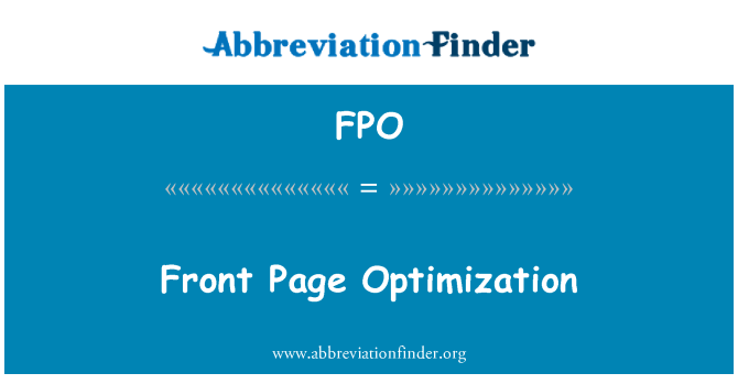 FPO: Front Page optimering