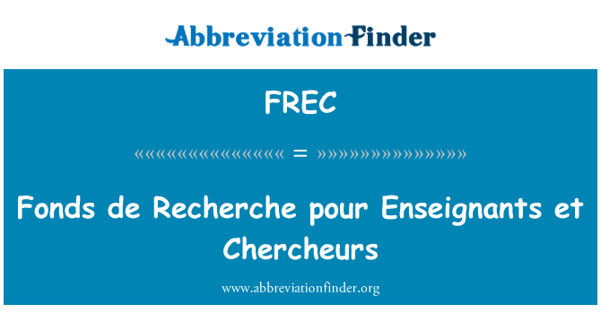 FREC: Fonds de Recherche tifrigħa Enseignants et Chercheurs