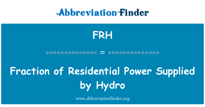 FRH: Zlomek obytných energie dodávaná Hydro