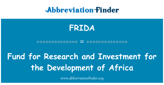 FRIDA: Fund for Research and Investment for the Development of Africa