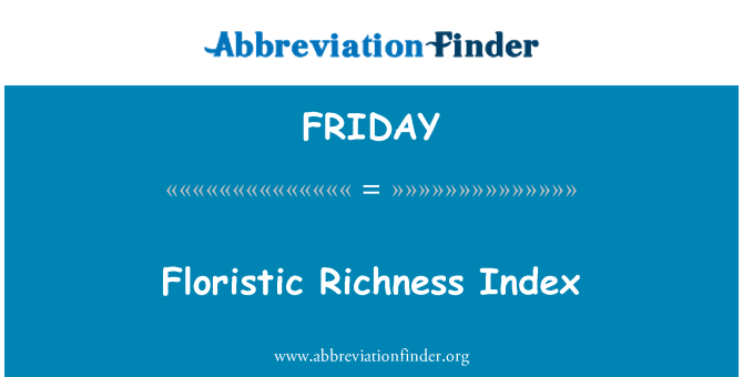 FRIDAY: Indice de richesse floristique
