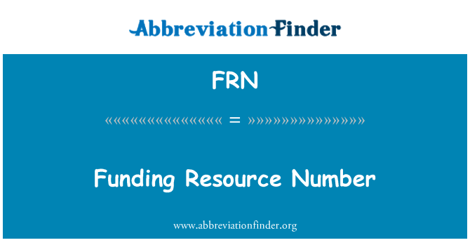 FRN: Finansiering ressourcenummer