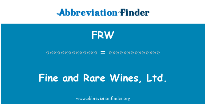 FRW: Vinos finos y rara, Ltd.