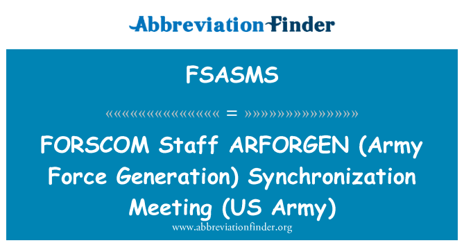 FSASMS: FORSCOM k ap travay ARFORGEN (lame fòs Génération) Synchronisation Réunion (lame Etazini)