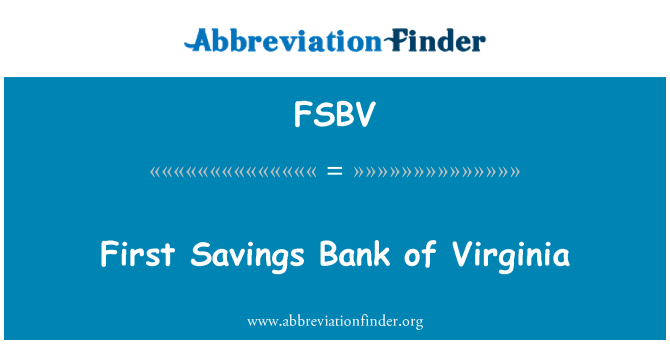 FSBV: Eerste Savings Bank van Virginia