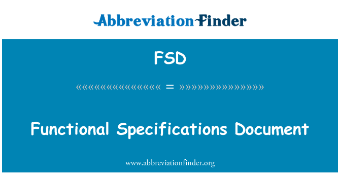 FSD: Functional Specifications Document