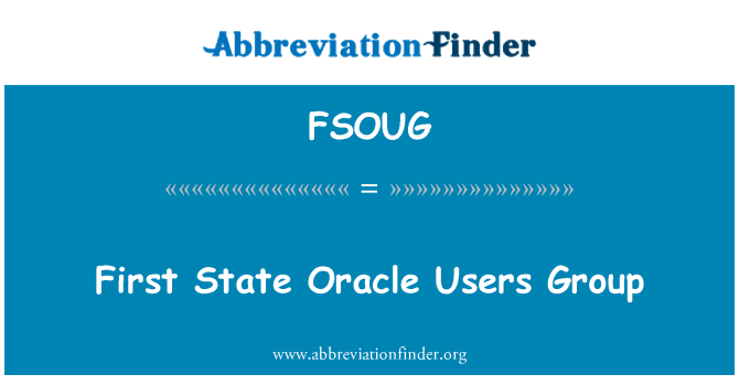 FSOUG: First State Oracle Users Group