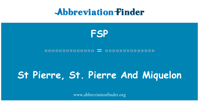 FSP: St Pierre, St. Pierre ve Miquelon