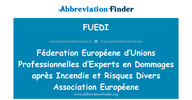 FUEDI: Féderation Européene d'Unions Professionnelles d'Experts no Dommages afterski Incendie et Risques Divers foreningen Européene