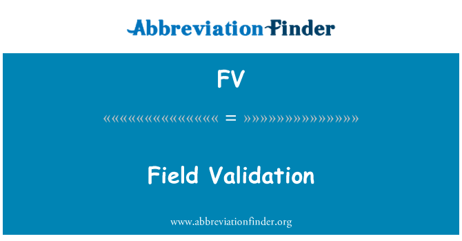 FV: Feldüberprüfung