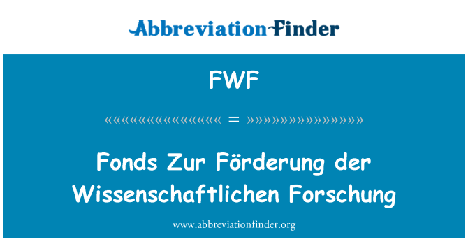 FWF: Fonds Zur Förderung der overvektig Forschung