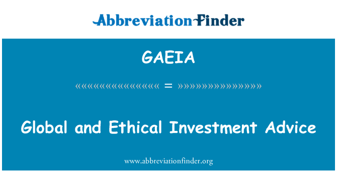 GAEIA: 글로벌 및 윤리적인 투자 조언