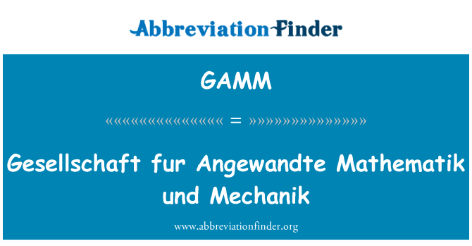 GAMM: Gesellschaft srst Angewandte Mathematik und Mechanik