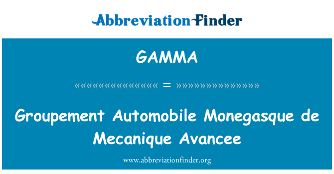 GAMMA: Groupement automobil Monégasque Mecanique de Avancee