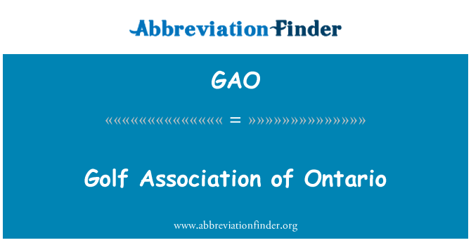 GAO: Asociación de golf de Ontario